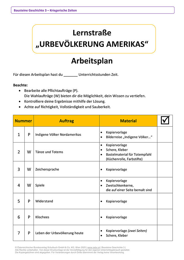 Lernstraße: Urbevölkerung Nordamerikas