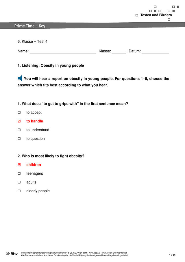 Test 4 Lösungen und GERS-Hinweise