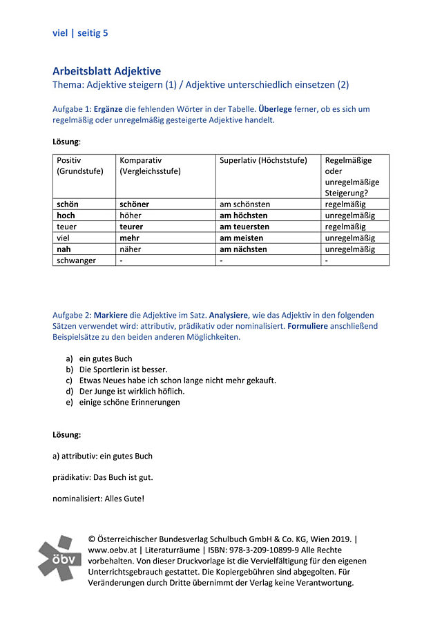 AB Das Adjektiv - Lösungen