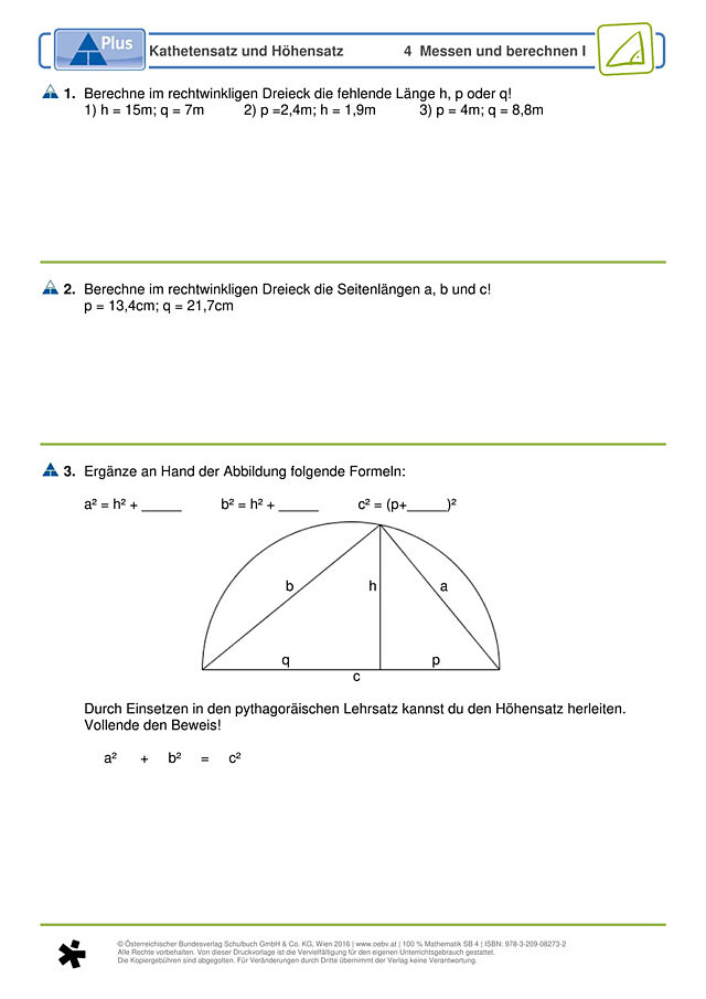 Kathetensatz und Höhensatz