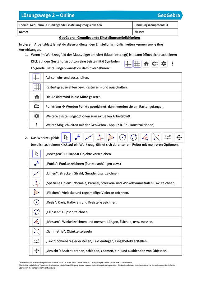 Geogebra_02_grundlegende Einstellungen