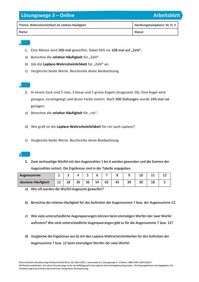 Wahrscheinlichkeit als relative Häufigkeit