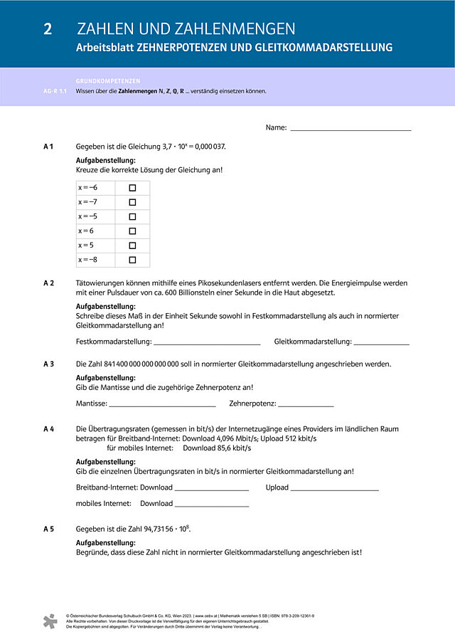 Zehnerpotenzen und Gleitkommadarstellung