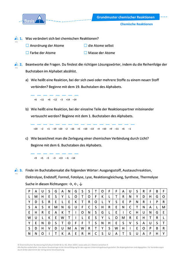 Chemische Reaktionen