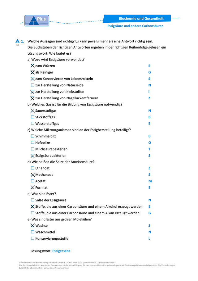 Essigsäure und andere Carbonsäuren