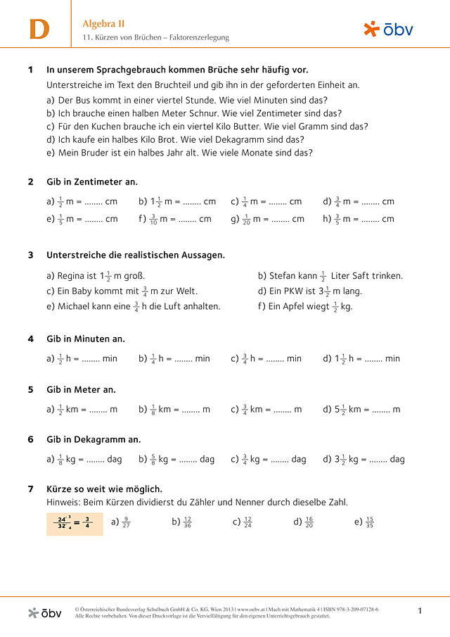 11. Kürzen von Brüchen – Faktorenzerlegung
