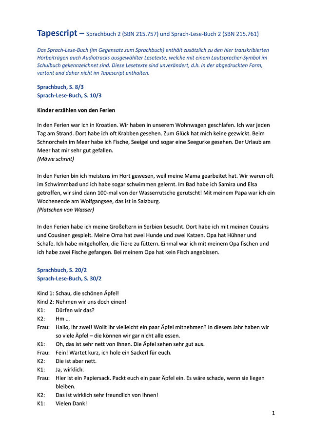 Transkript der Kapiteleinstiege