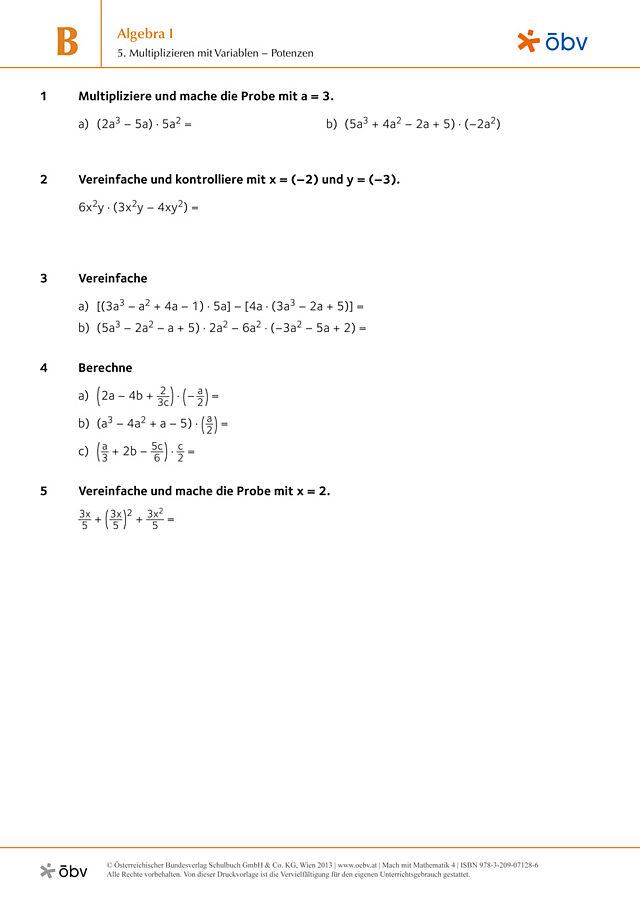 5. Multiplizieren mit Variablen – Potenzen