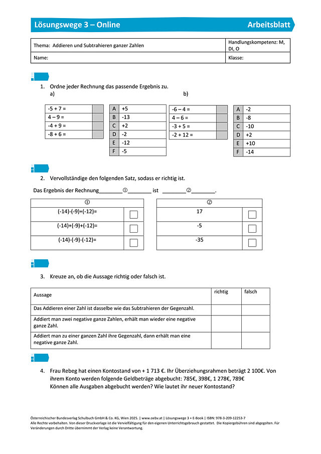 Gecheckt Addieren und Subtrahieren ganzer Zahlen