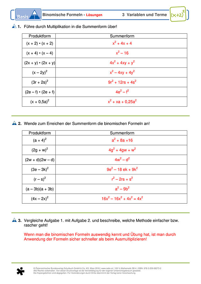 Binomische Formeln