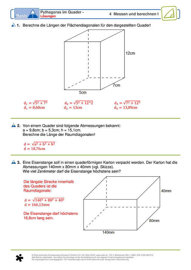 Pythagoras im Quader