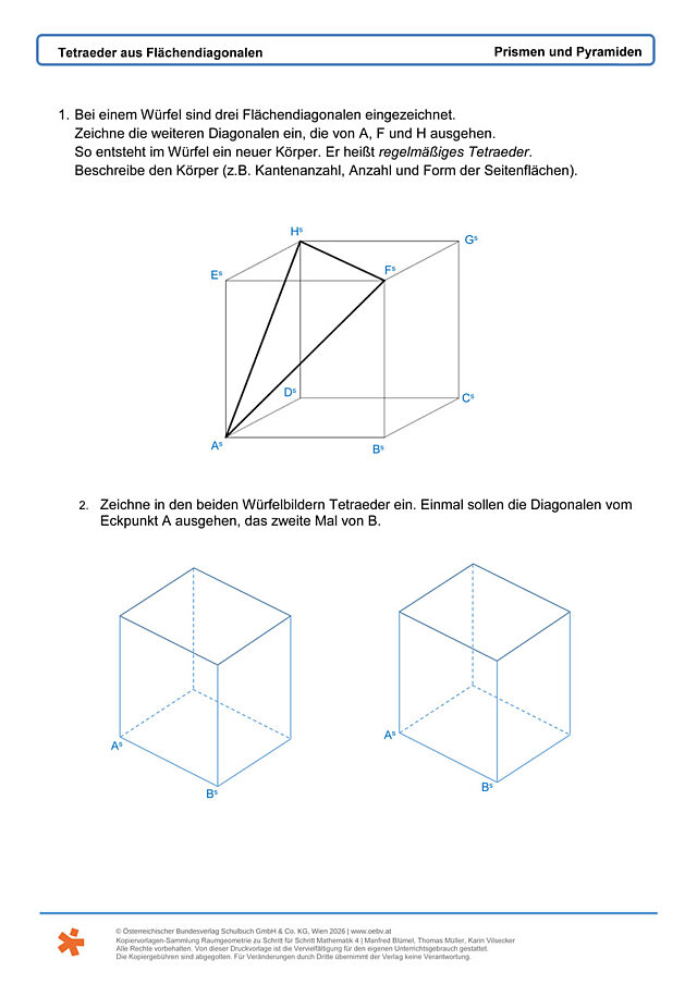 Tetraeder aus Flächendiagonalen