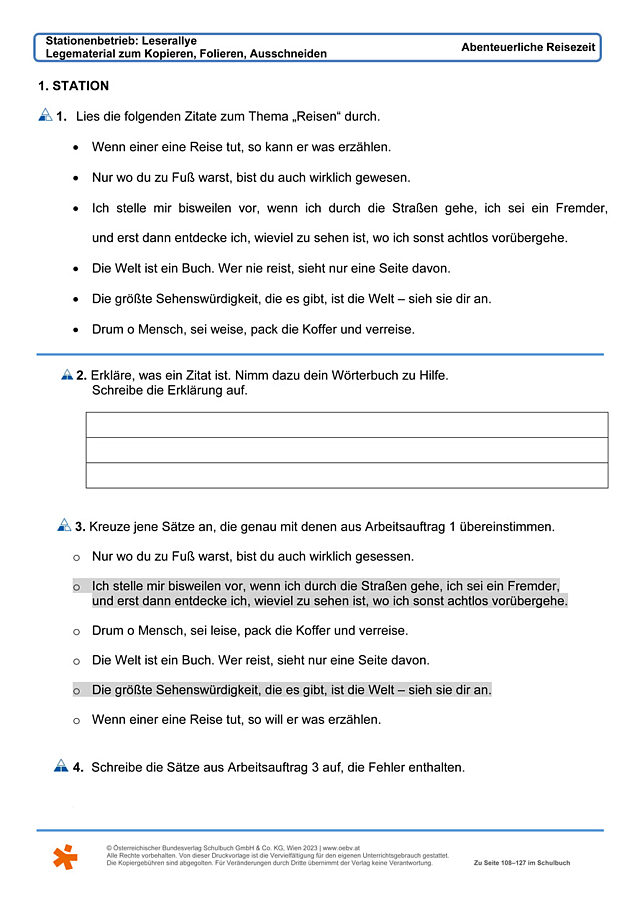 Stationenbetrieb: Leserallye