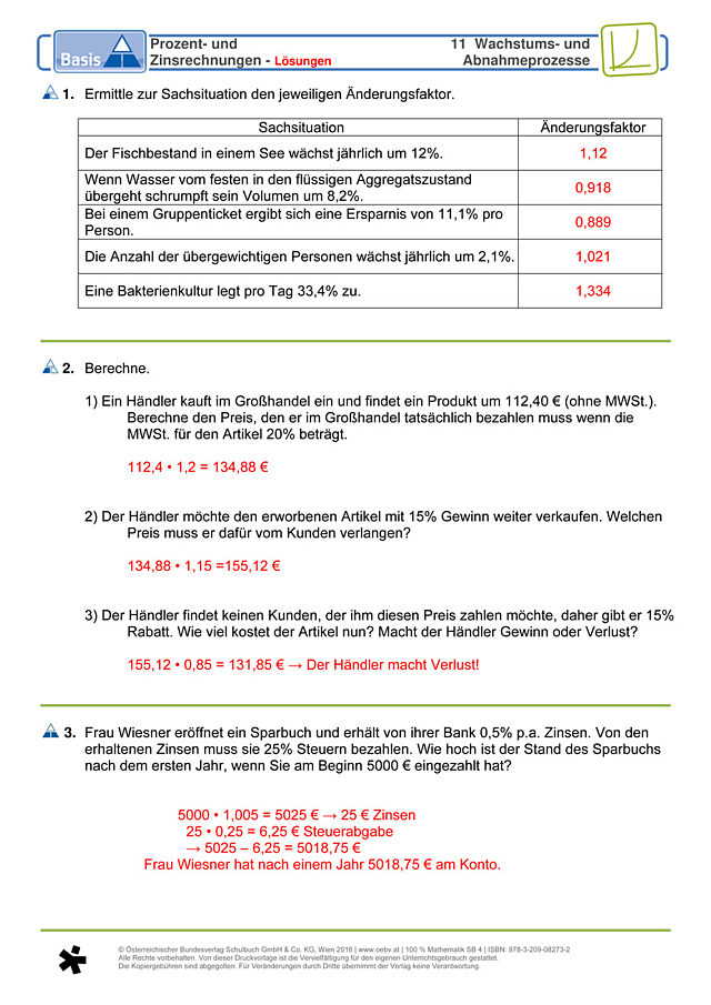 Prozent- und Zinsrechnungen