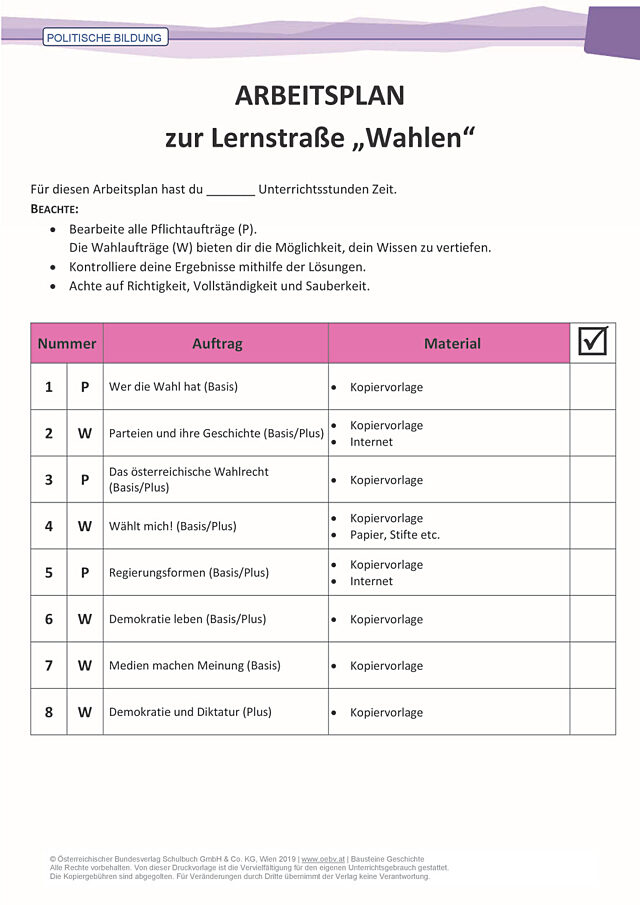 Lernstraße Wahlen