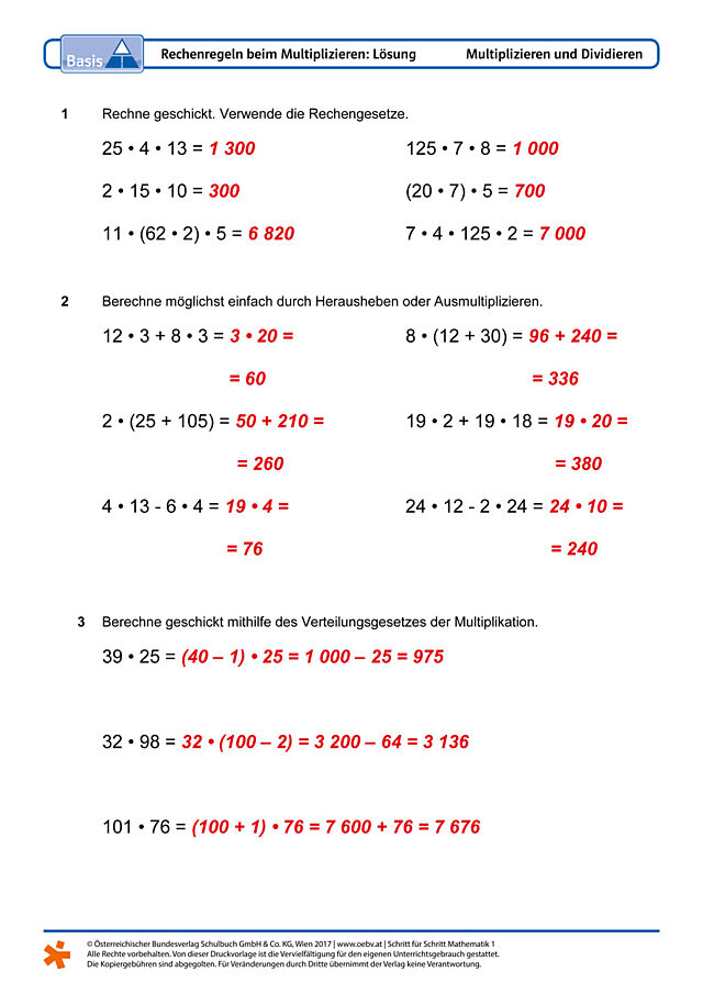Rechengesetze und Rechenvorteile