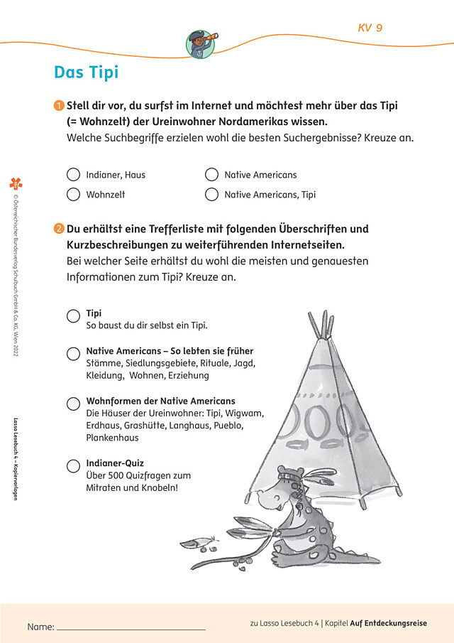Arbeitsblatt 9: Das Tipi