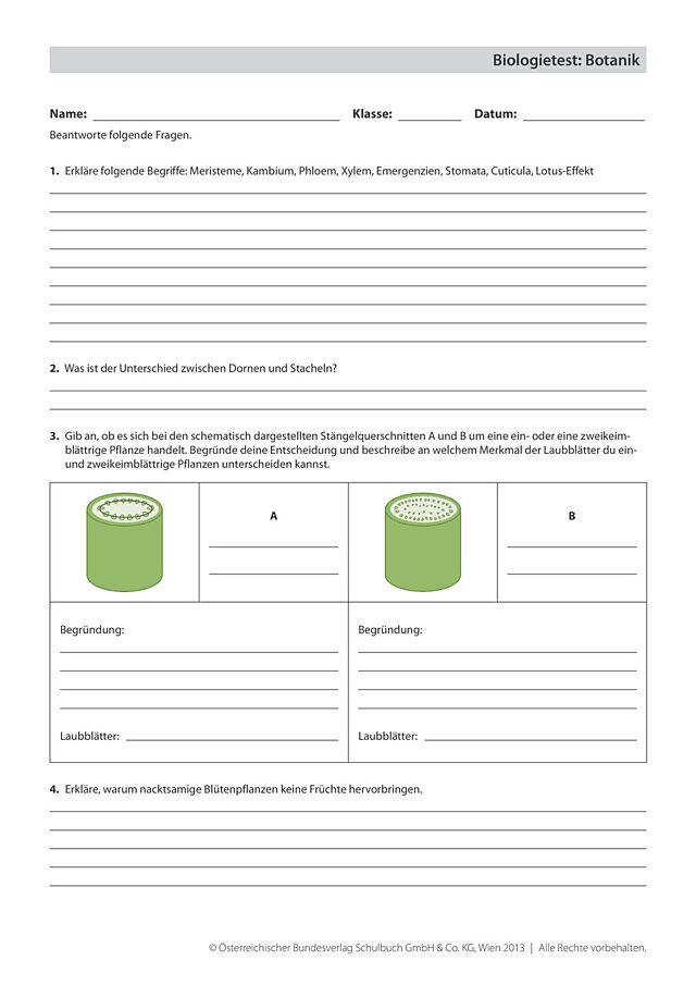 Biologietest: Botanik