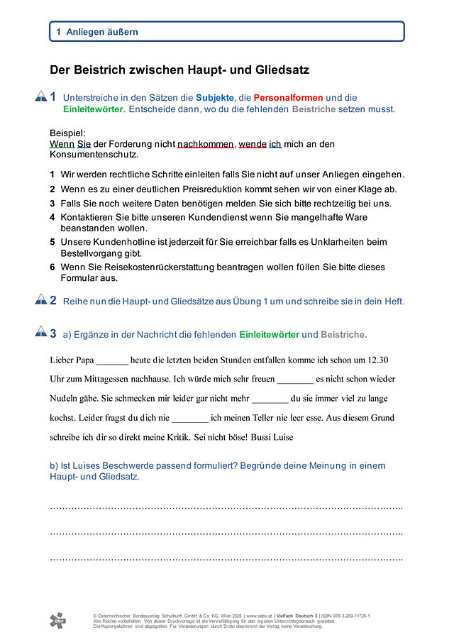 Der Beistrich zwischen Haupt- und Gliedsatz