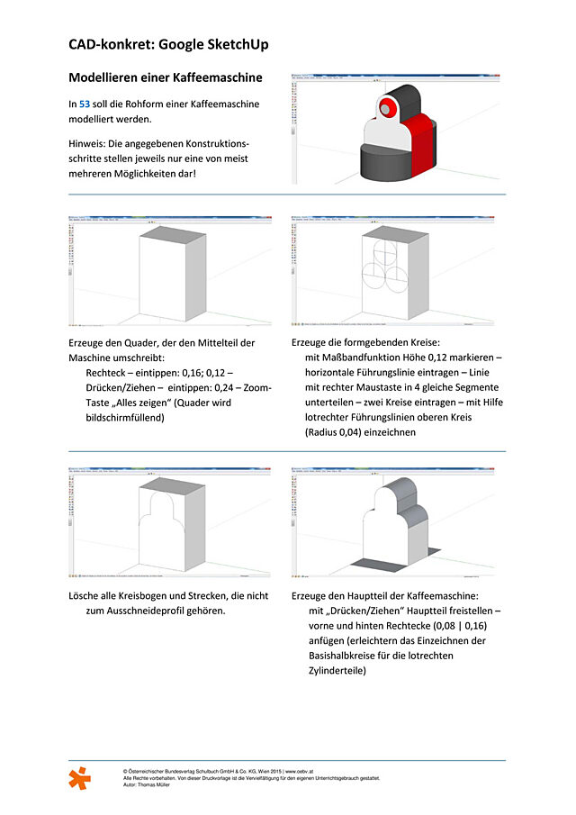 CAD konkret (Google SketchUp): Modellieren einer Kaffeemaschine