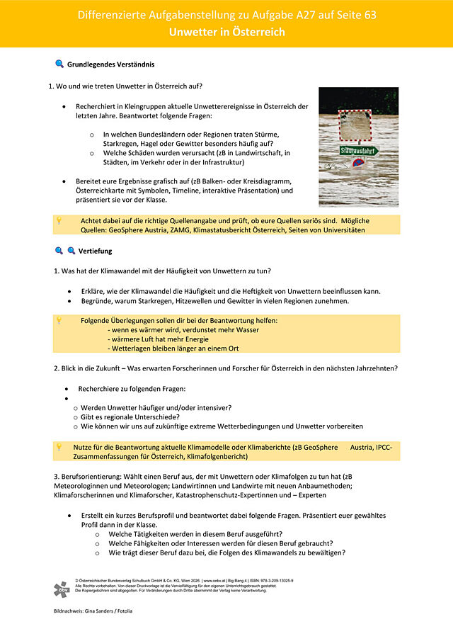 differenzierte Aufgabe zu Kapitel 26
