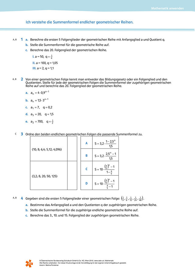 Ich verstehe die Summenformel endlicher geometrischer Reihen.