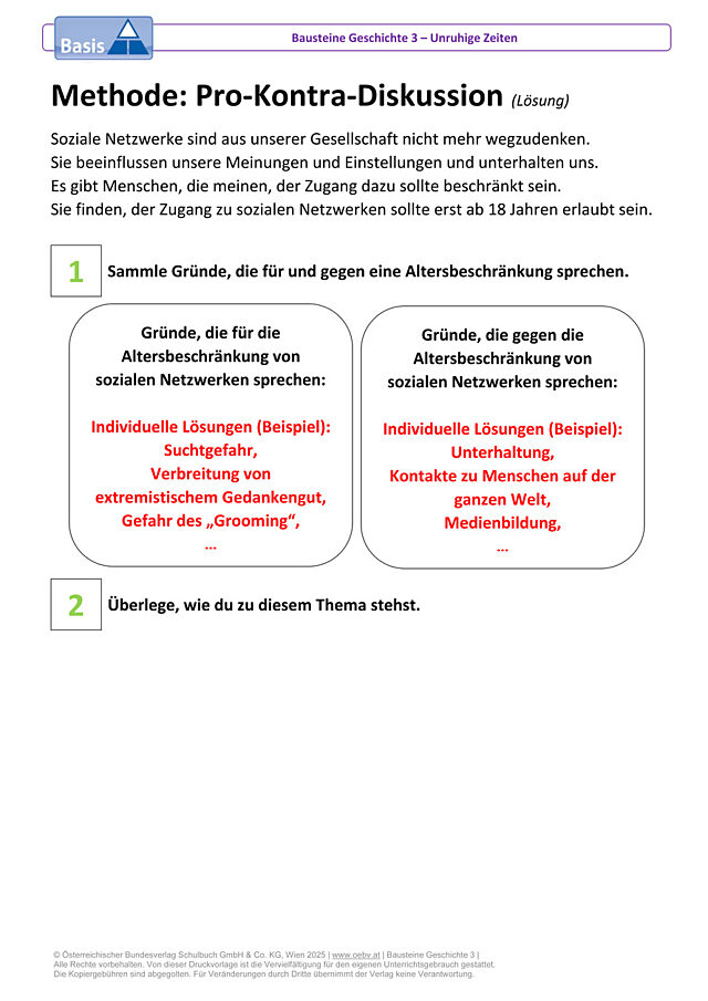 Methode: Pro-und-Kontra-Diskussion