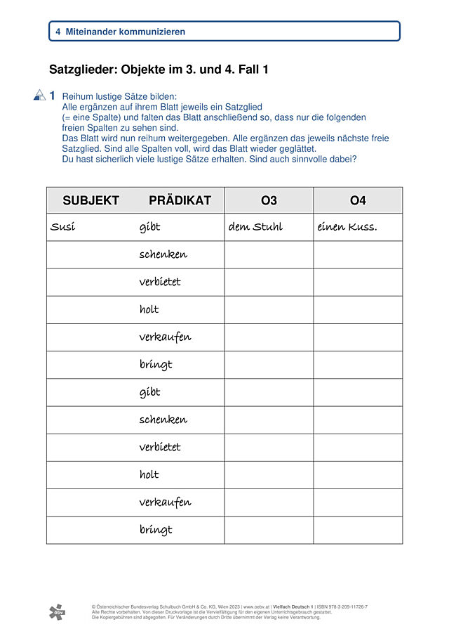 Satzglieder: Objekte und der 3. und 4. Fall 2