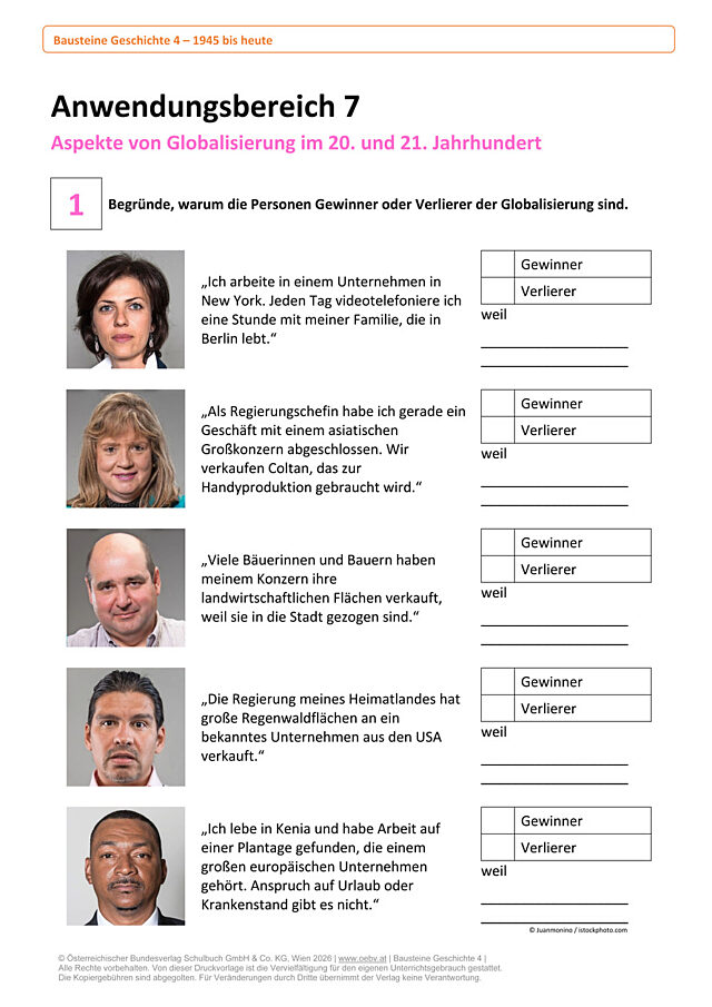 Anwendungsbereich 7 - Aspekte von Globalisierung im 20. und 21. Jahrhundert