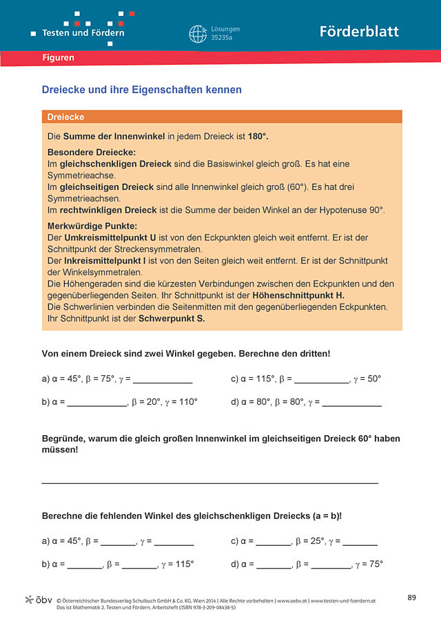 Dreiecke und ihre Eigenschaften kennen