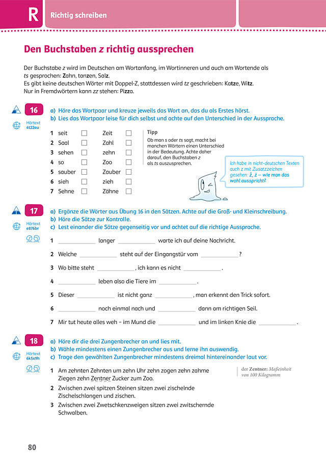 Den Buchstaben z richtig aussprechen