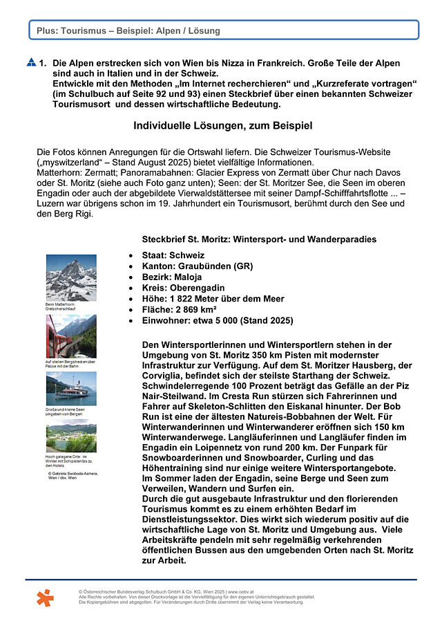Tourismus - Beispiel Alpen