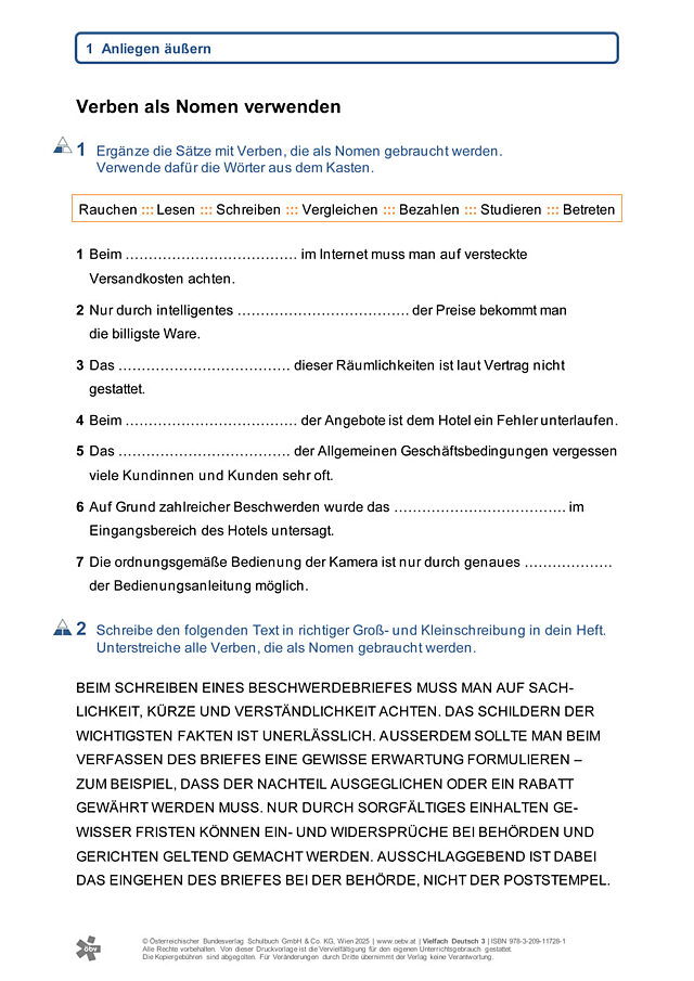 Verben als Nomen verwenden