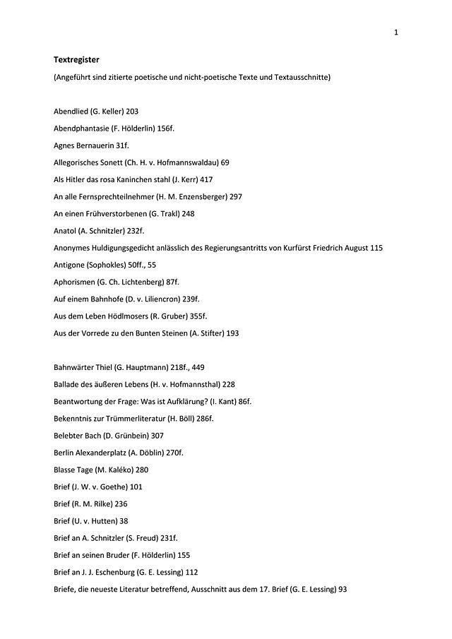 Killinger Textregister