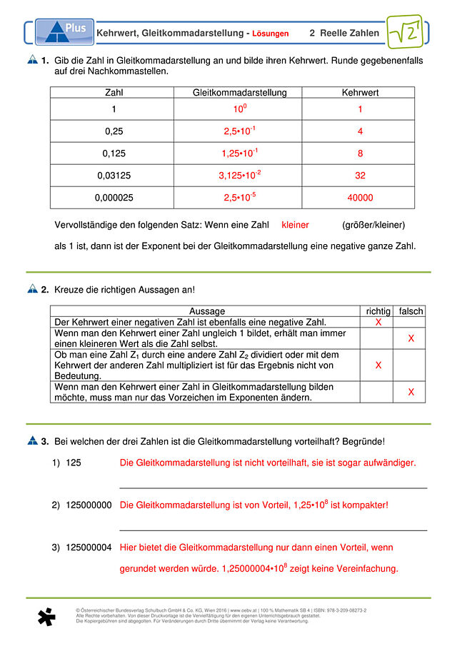 Kehrwert, Gleitkommadarstellung