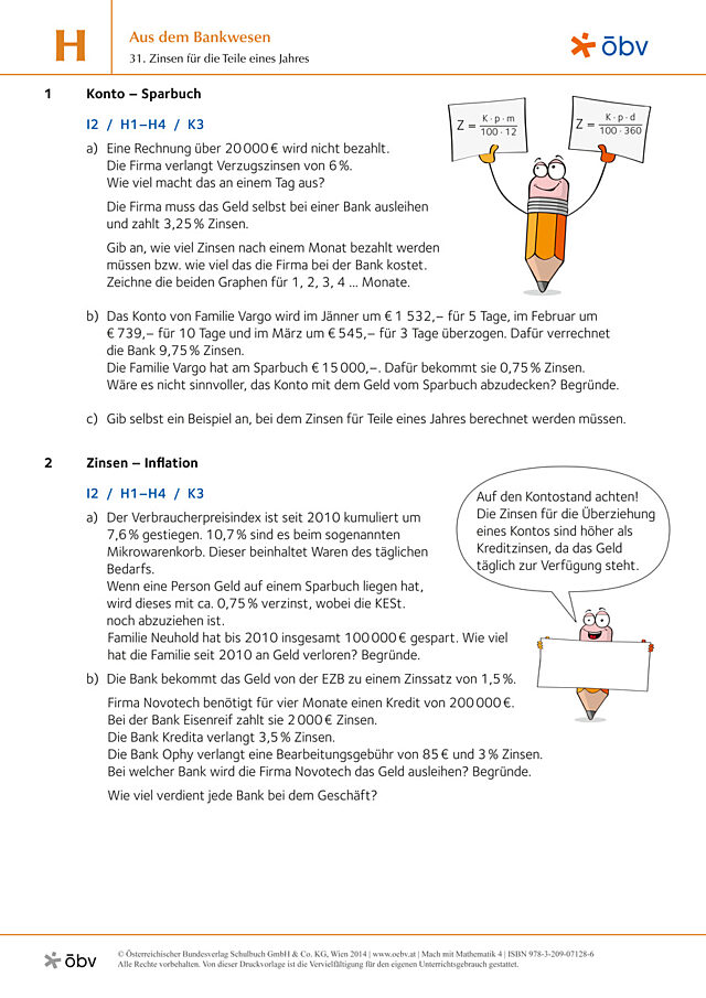 31. Zinsen für die Teile eines Jahres