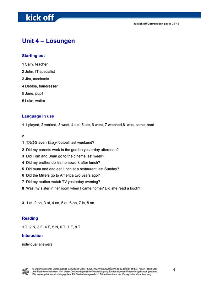 Unit 4 – Lösungen
