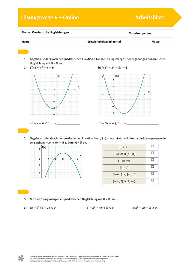Quadratische Ungleichungen