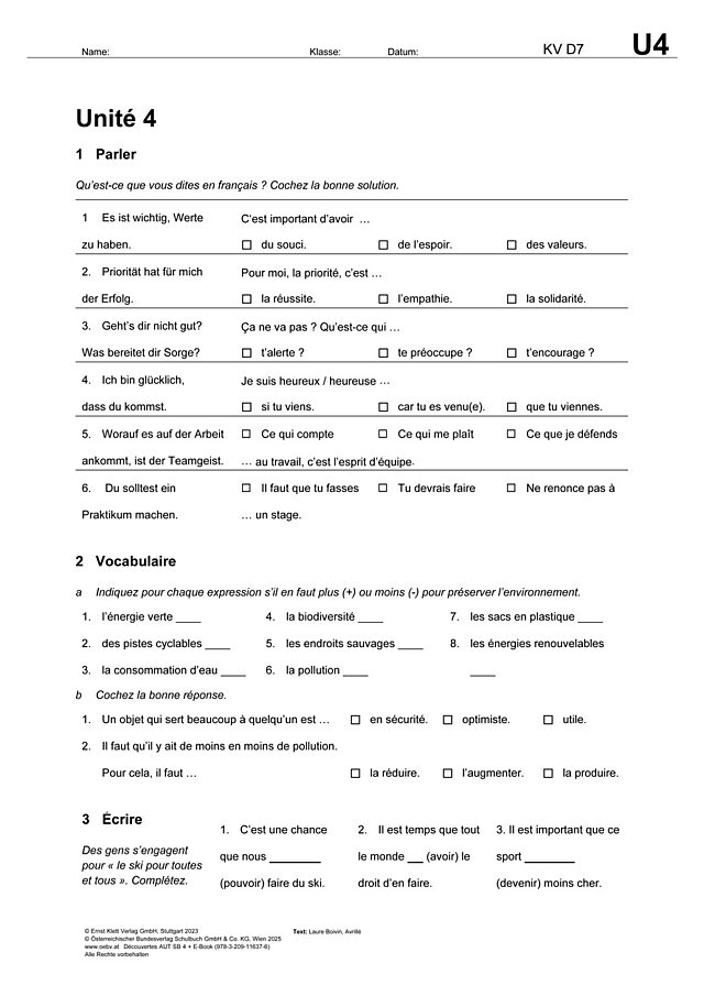 Bilan - Unité 4