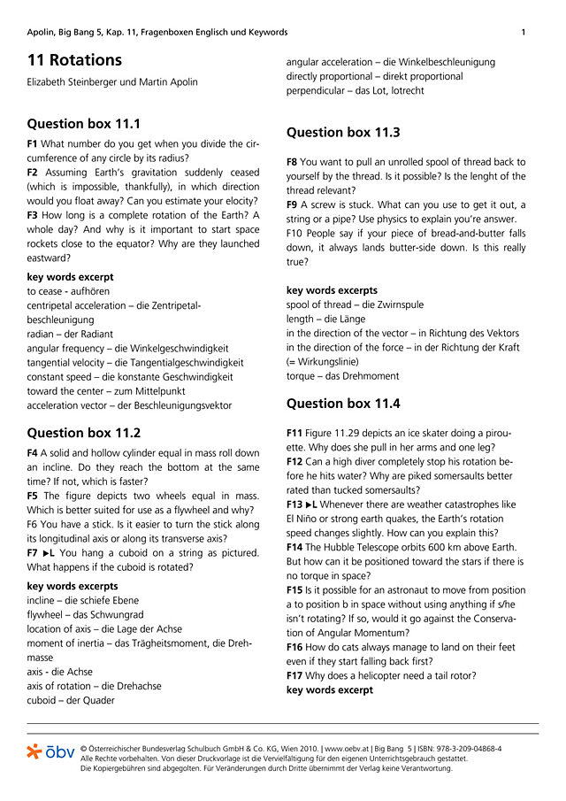 Fragenboxen und Keywords