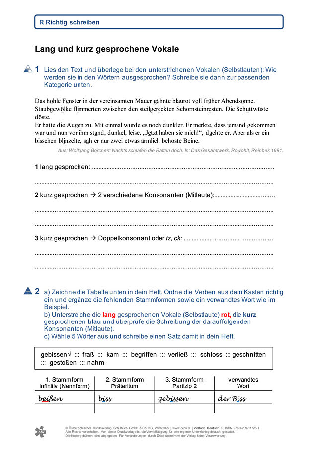 Lange und kurze Vokale