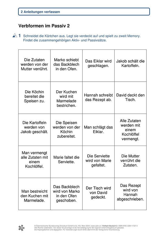 Verbfomen Passiv 2 - Spiel