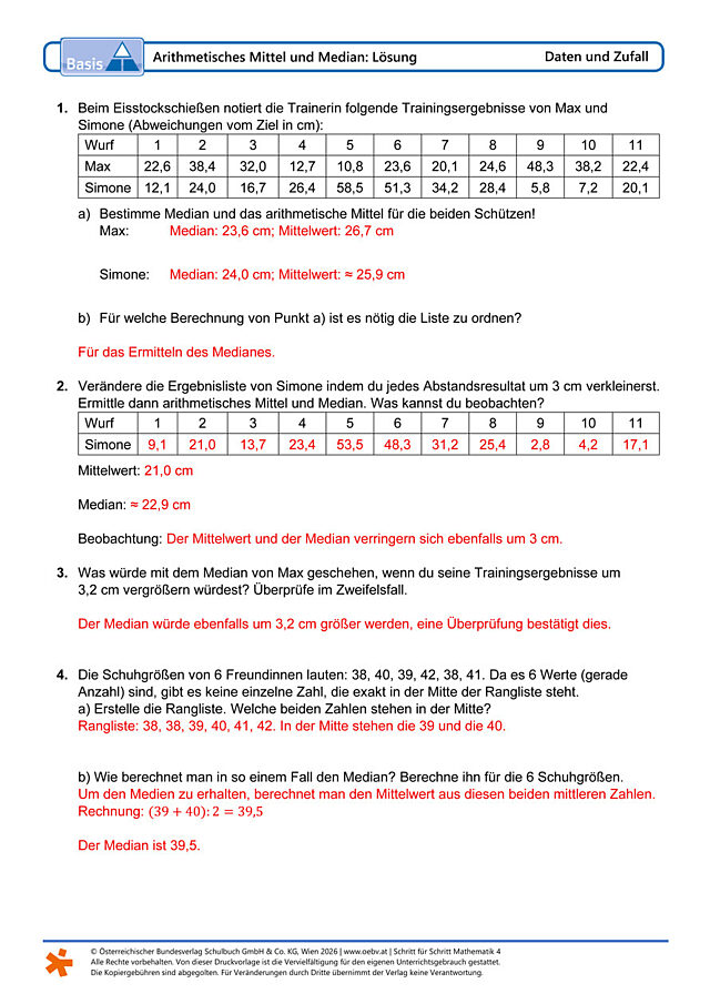 Arithmetisches Mittel und Median