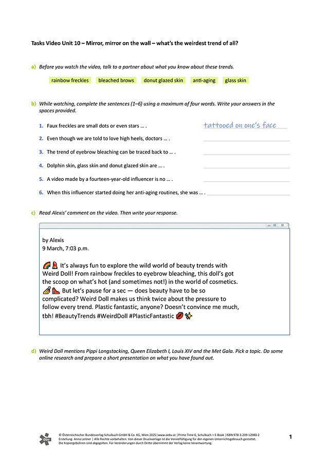 Tasks Video Unit 10