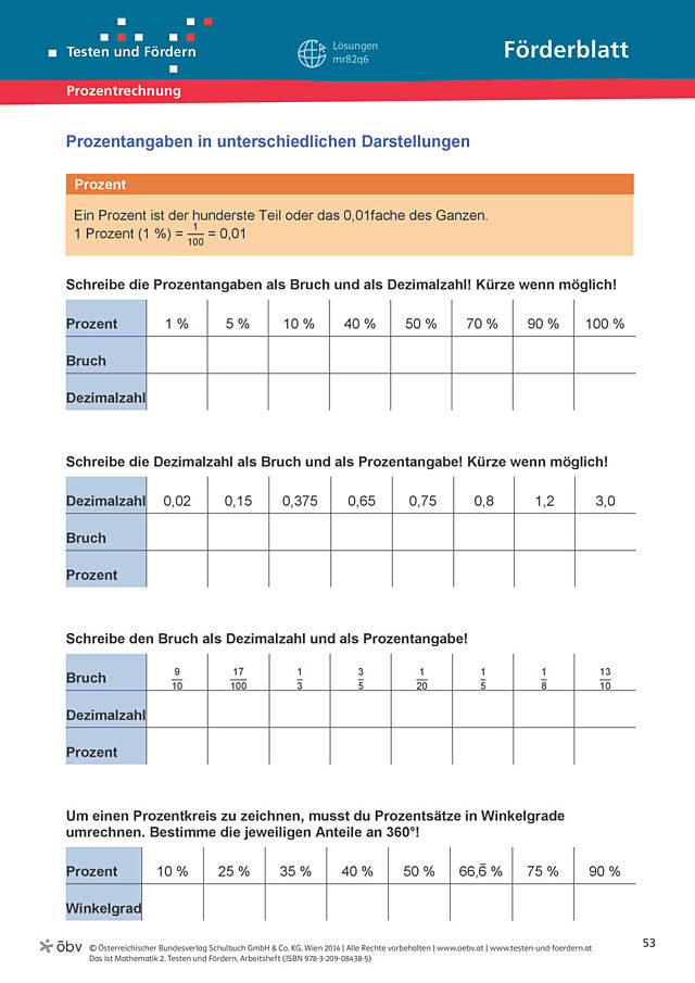 Prozentangaben in unterschiedlichen Darstellungen