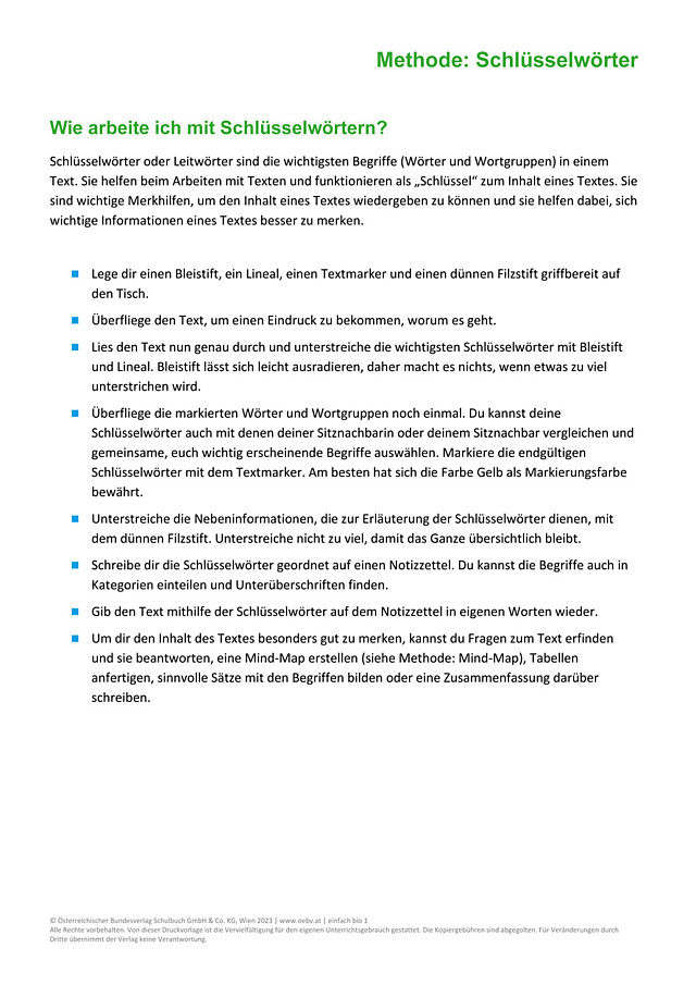 Methode: Schlüsselwörter