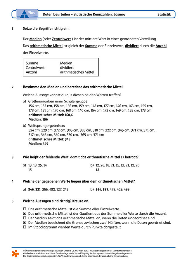 Daten beurteilen - statistische Kennzahlen