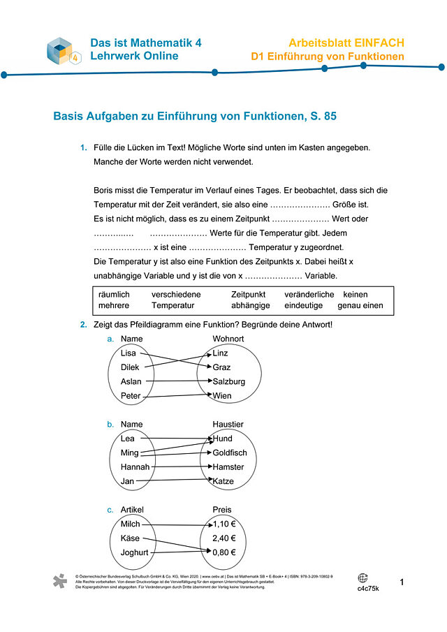 Üben - Einführung von Funktionen