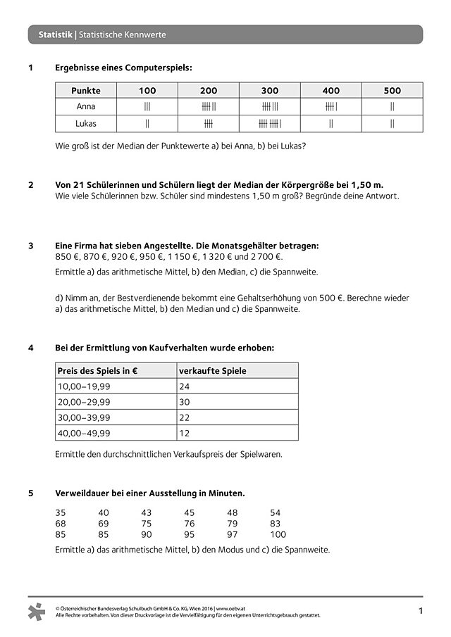 Allgemeines Arbeitsblatt anspruchsvoll
