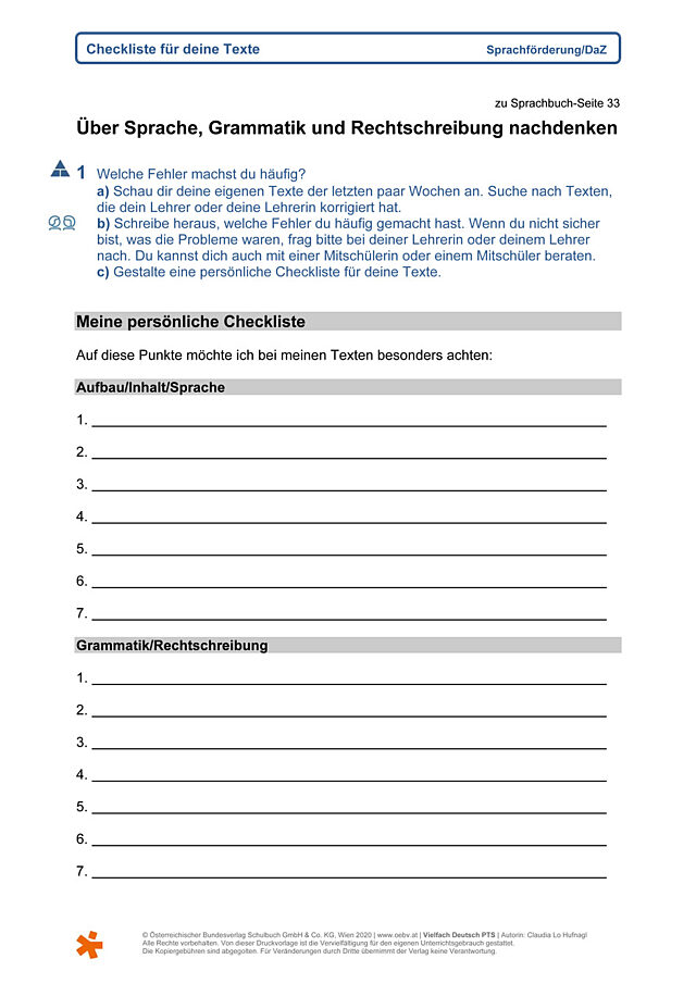 Checkliste für deine Texte